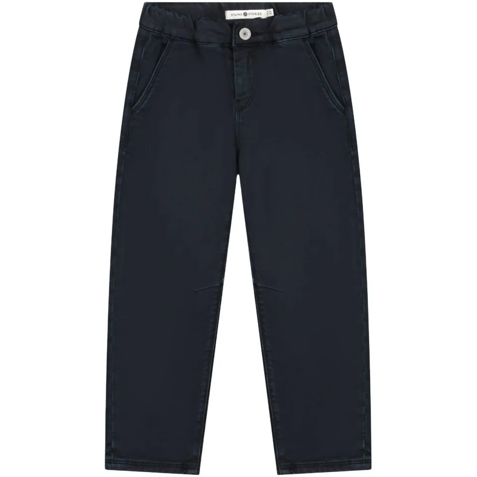 Stains&Stories loose fit casual broek marineblauw, foto 2