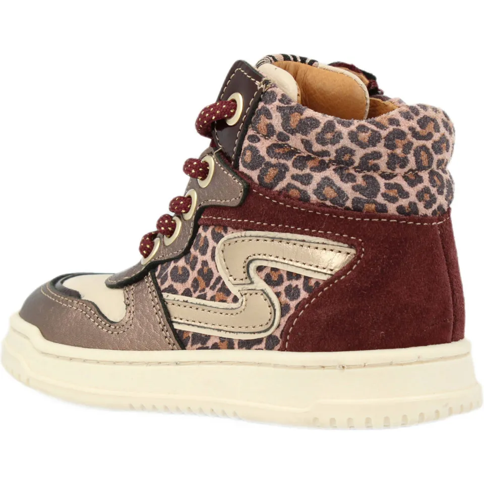Develab leren sneaker aubergine goud, foto 3