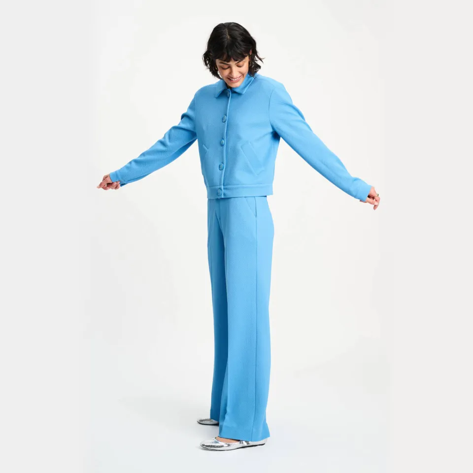 POM Amsterdam wide leg high waist broek blauw, foto 3