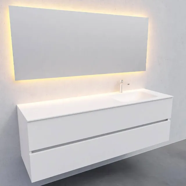 Boss & Wessing Badkamermeubel Solid Surface AQS Oslo 150x46 cm Rechts Mat Wit Boss & Wessing
