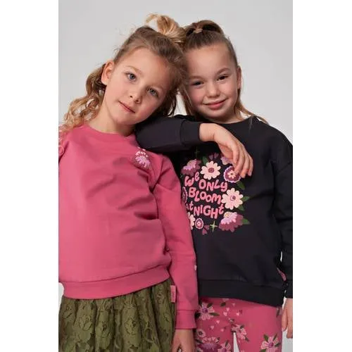 Jubel relaxed fit sweater Moon Flowers antraciet/roze, foto 4