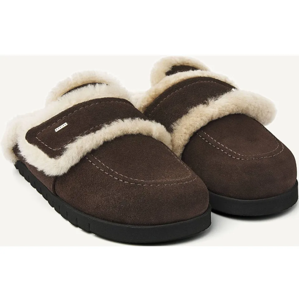 Nubikk Teddy Furry II clogs donkerbruin bruin, foto 4