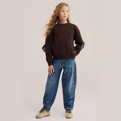 WE Fashion sweater met franjes - donkerbruin, foto 3