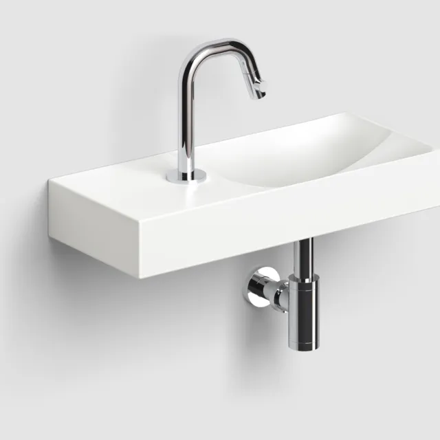 Clou Vale Fontein Met Kraangat Links Met Geïntegreerde Afvoer Wit Mat Keramiek 45 cm