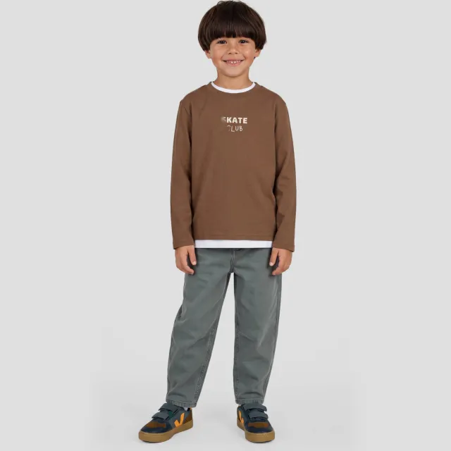 Orange Stars longsleeve met backprint donkerbruin
