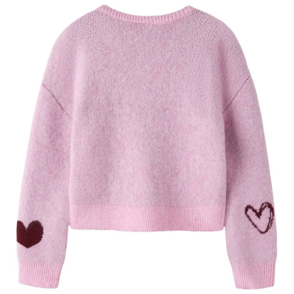 NAME IT KIDS gebreide trui met hartjes - roze, foto 2