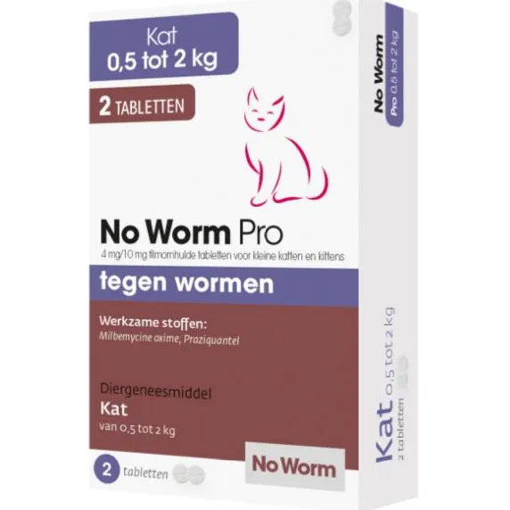 No Worm Pro ontwormingstabletten kat 0,5 tot 2 kg