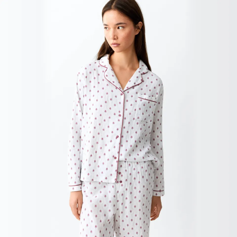 Mango pyjama met bloemenprint wit rood, foto 7