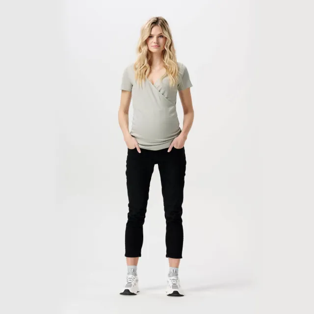 Noppies maternity cropped zwangerschaps slim fit jeans Mila black dark wash