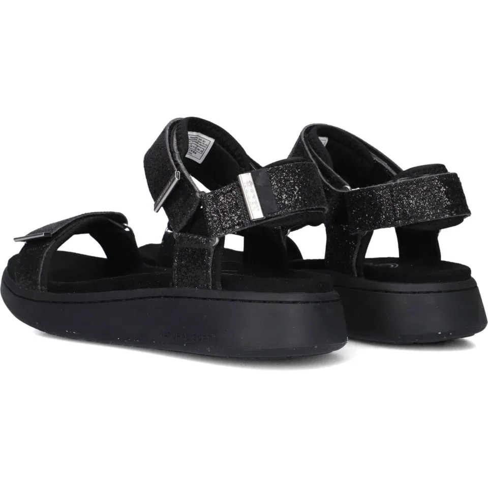 Woden Sandalen Line Glitter Zwart, foto 4