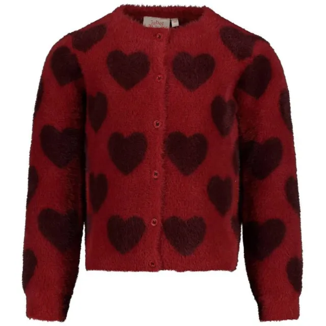 Jubel gebreid vest met hartjes - rood
