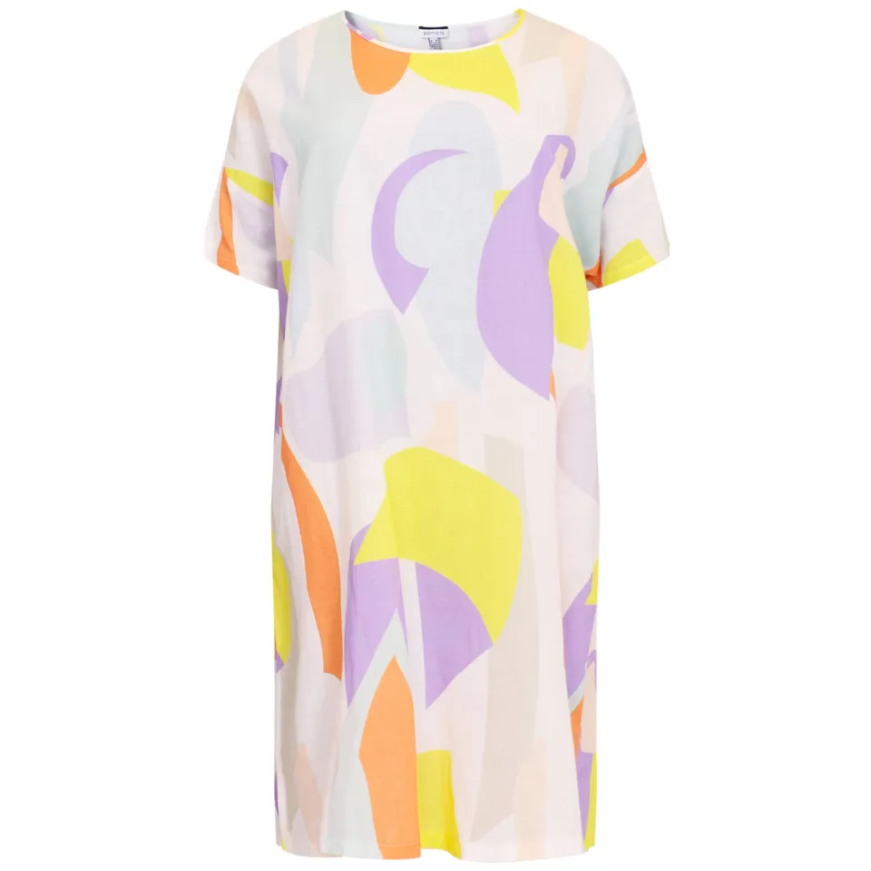 Yoek Flowly jurk met grafische print wit, foto 3