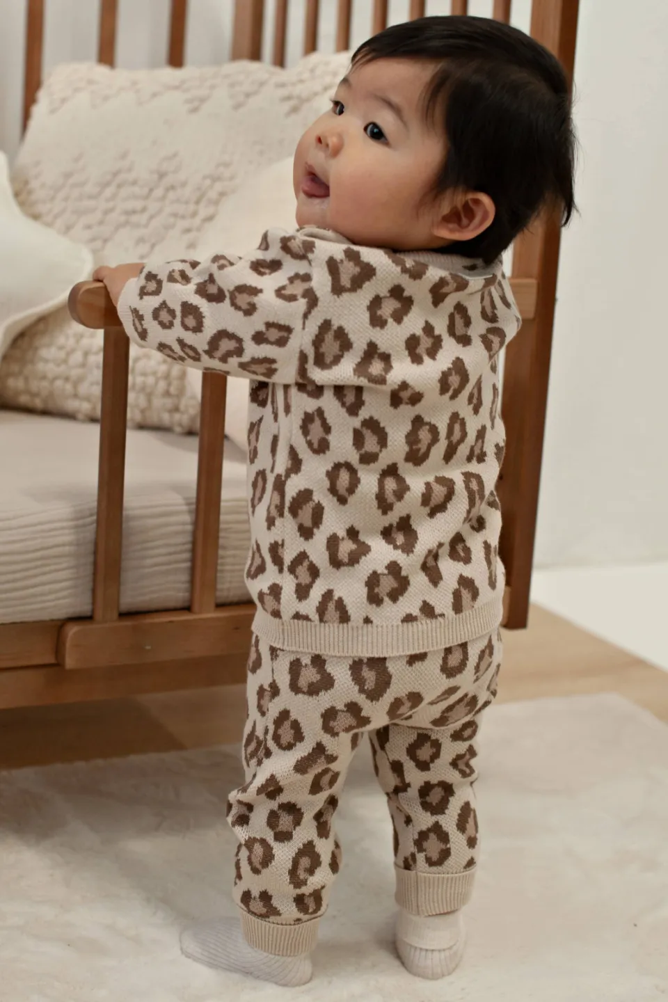 Feetje jacquard babybroek panterprint zand, foto 5