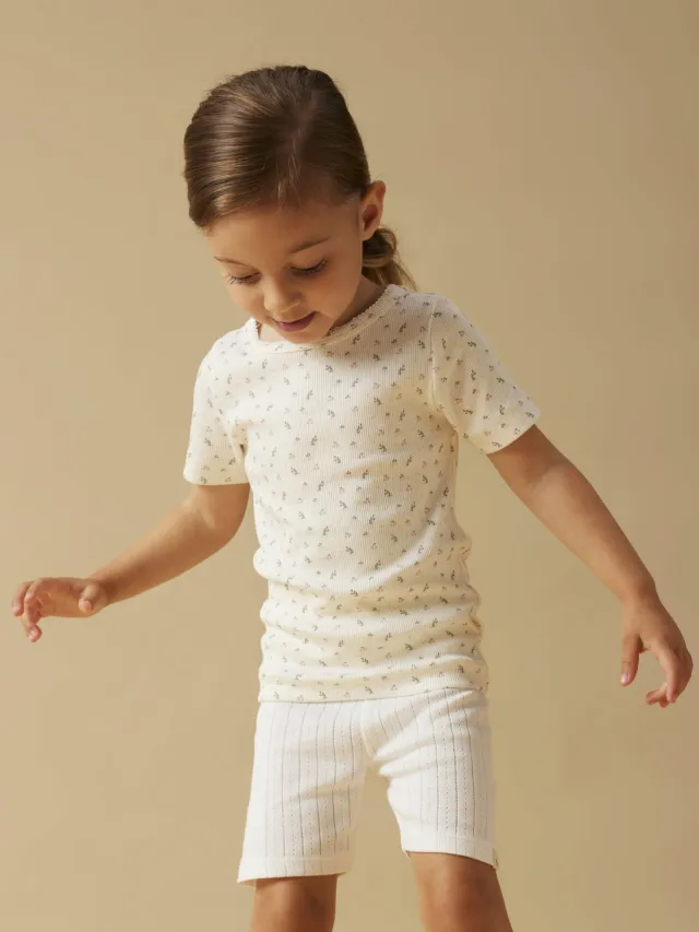 Lil' Atelier Mini gebloemde T-shirt wit Wit/roze