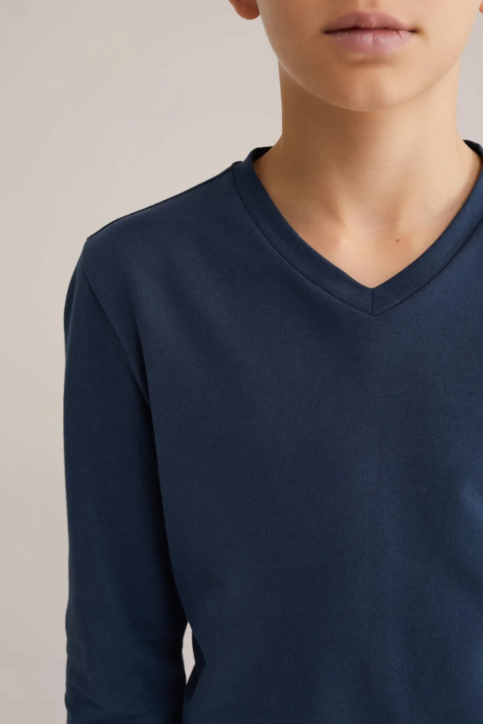 WE Fashion basic longsleeve donkerblauw dark marine, foto 5