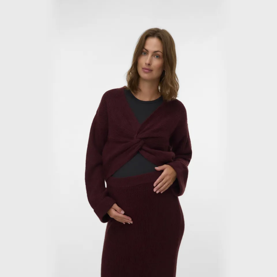 Mamalicious zwangerschaps gebreide trui Donkerrood