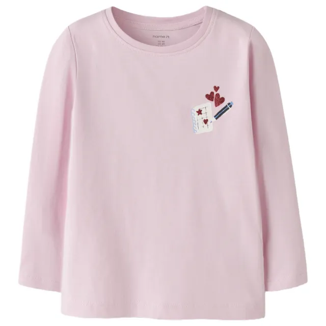 NAME IT MINI longsleeve met backprint lichtroze