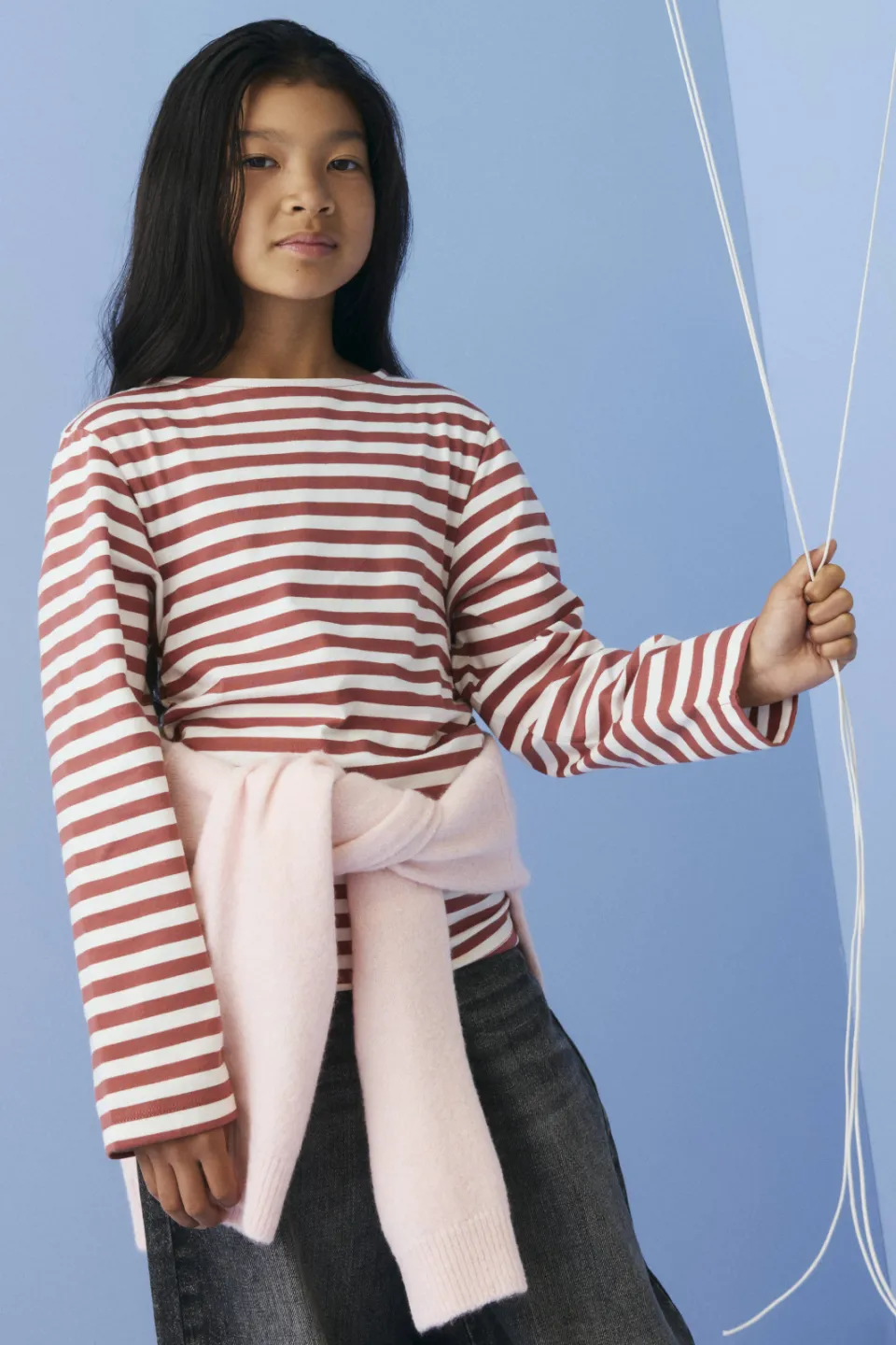 NAME IT gestreepte longsleeve rood/wit