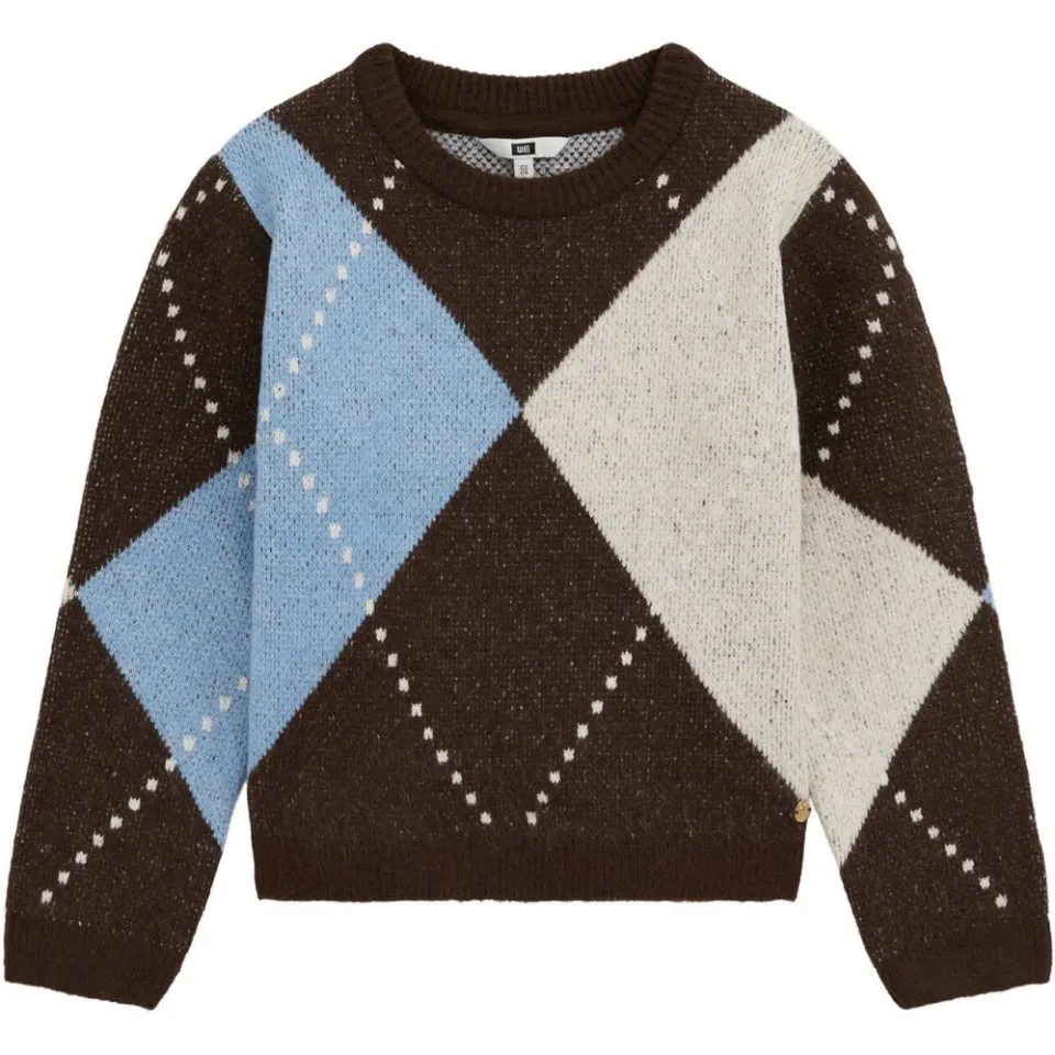 WE Fashion gebreide trui met wol - bruin/blauw/wit, foto 3