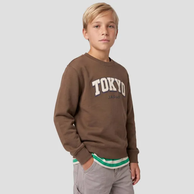 Me & My Monkey sweater met tekst - donkerbruin