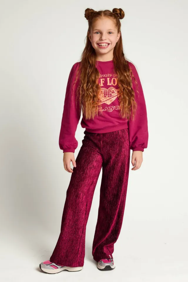 LOOXS little rechtvallende sweater met tekst - donkerrood, foto 2