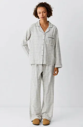 Mango geruite pyjama ecru antraciet, foto 3