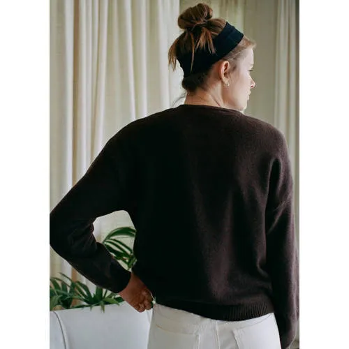 Mango TEEN gebreide trui met wol - donkerbruin, foto 5