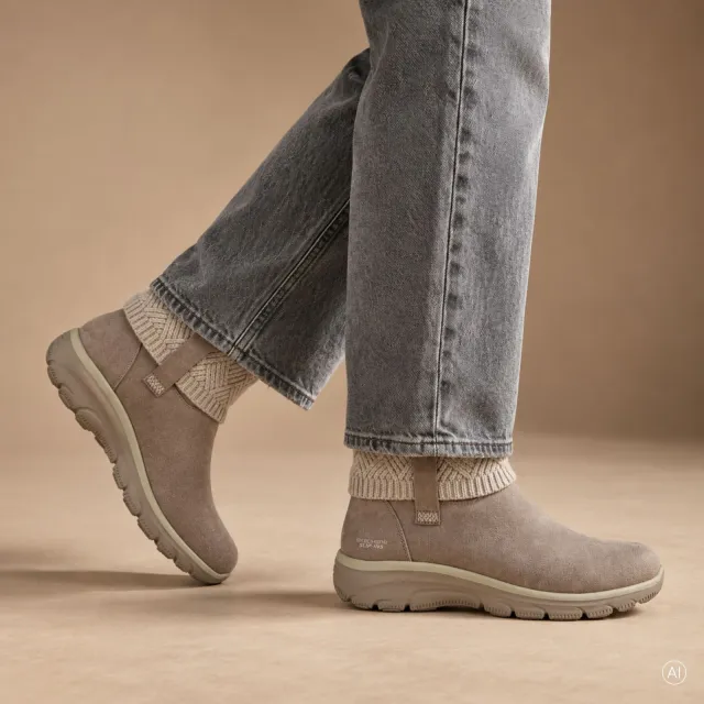 Skechers Slip-ins Easy Going Cozy Weather 4 enkellaarzen taupe