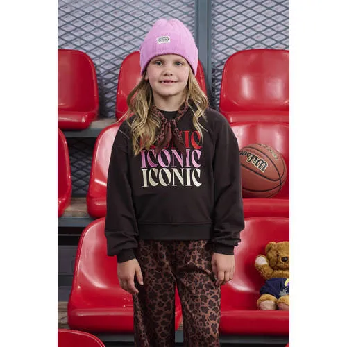 Z8 kids sweater met borduursels en print - donkerbruin, foto 4