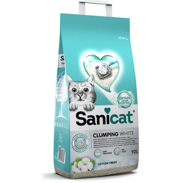 Sanicat Kattenbakvulling Clumping White Cotton Fresh 10 liter
