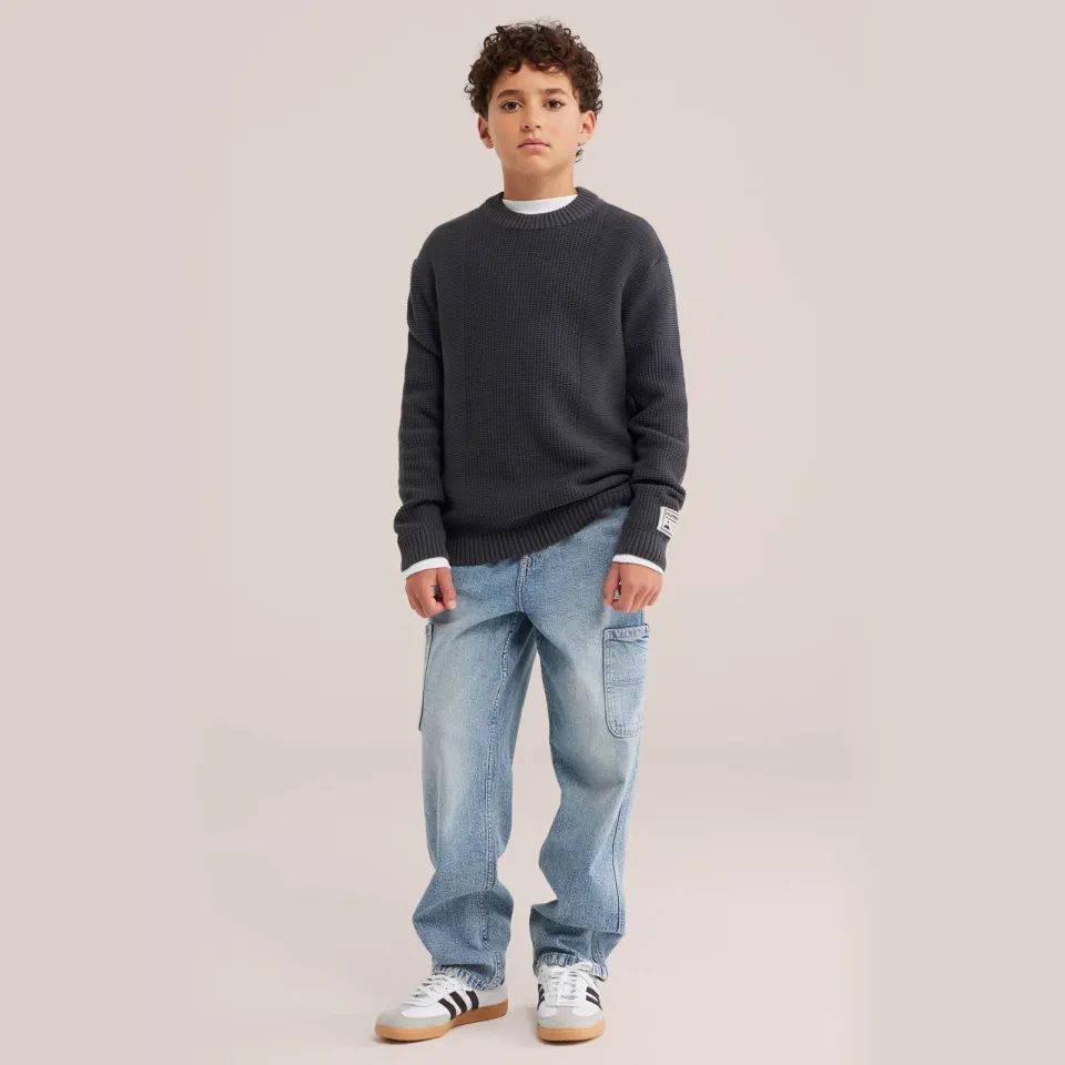 WE Fashion katoenen gebreide trui - grijs, foto 3