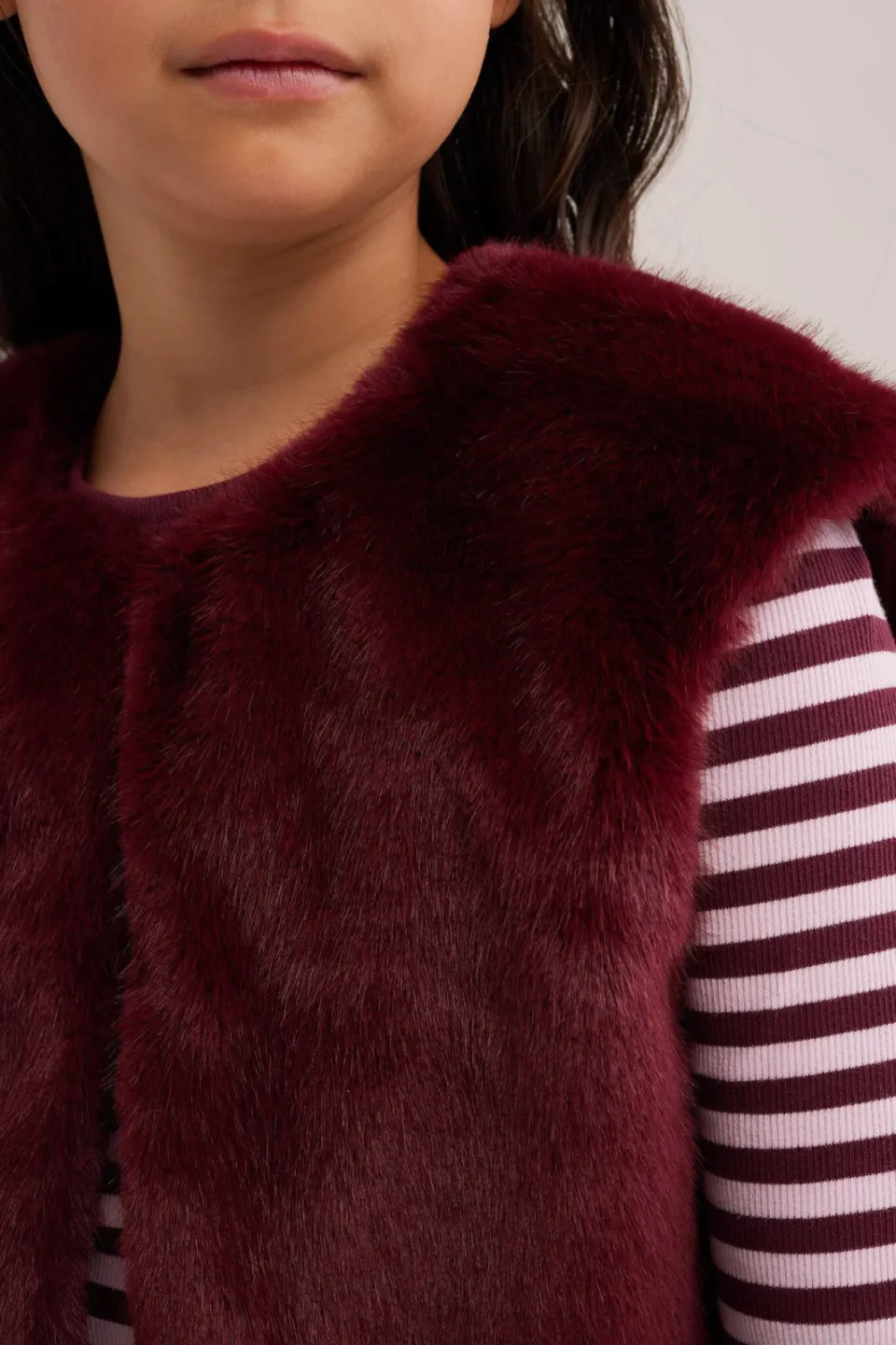 WE Fashion imitatiebont gilet - donkerrood, foto 6