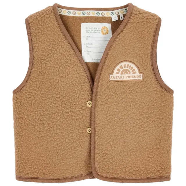 Little Dutch teddy gilet met patches - bruin