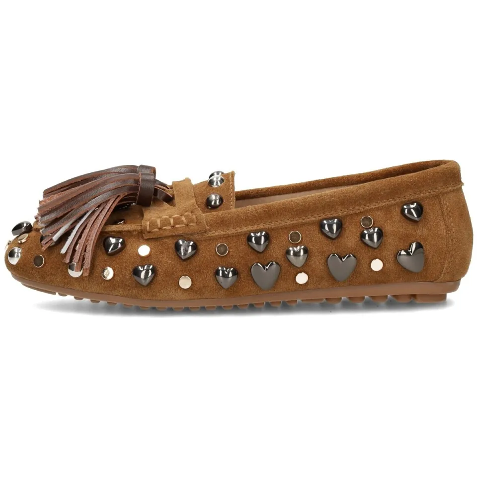 Poelman Serena suède mocassins met franjes - bruin, foto 2