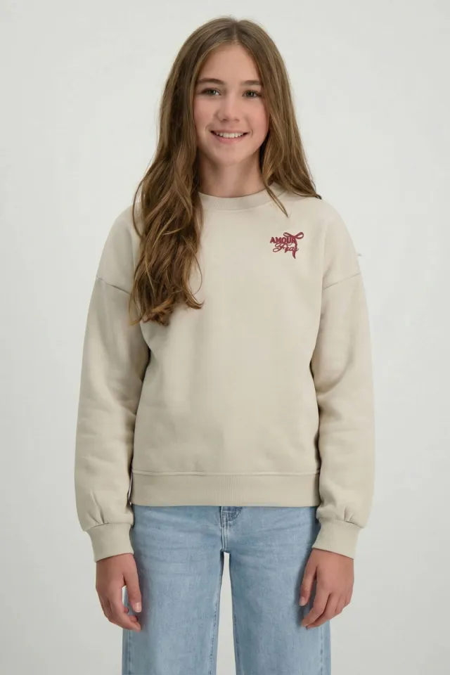 Cars sweater met backprint - zand Zand/donkerrood