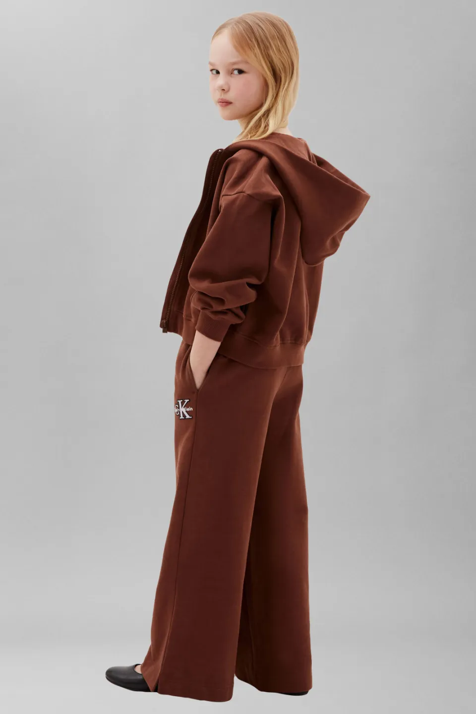 Calvin Klein wide leg sweatbroek bruin, foto 3