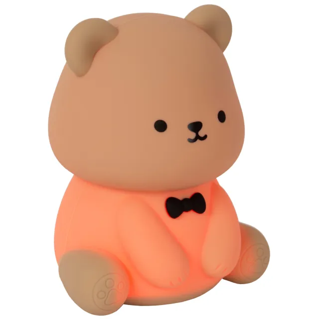 Lucide PINCHA BEAR - Oplaadbaar nachtlampje kinderkamer - Accu/Batterij - LED 3 StepDim - 1x0,5W 2100K - RGB - Bruin | Essential