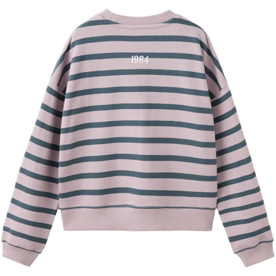 Mango Kids gestreepte sweater met tekst - lila, foto 2