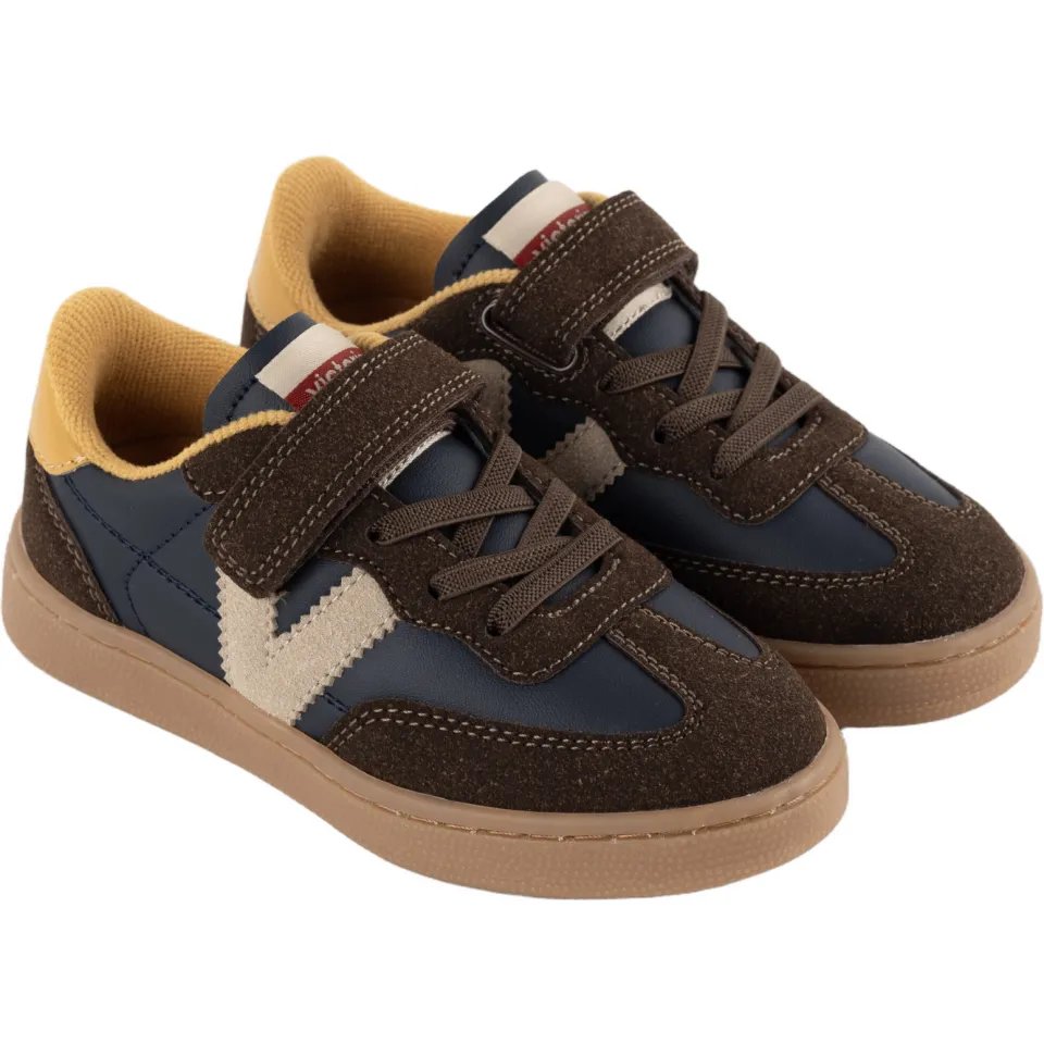 Victoria sneaker donkerblauw bruin geel, foto 4