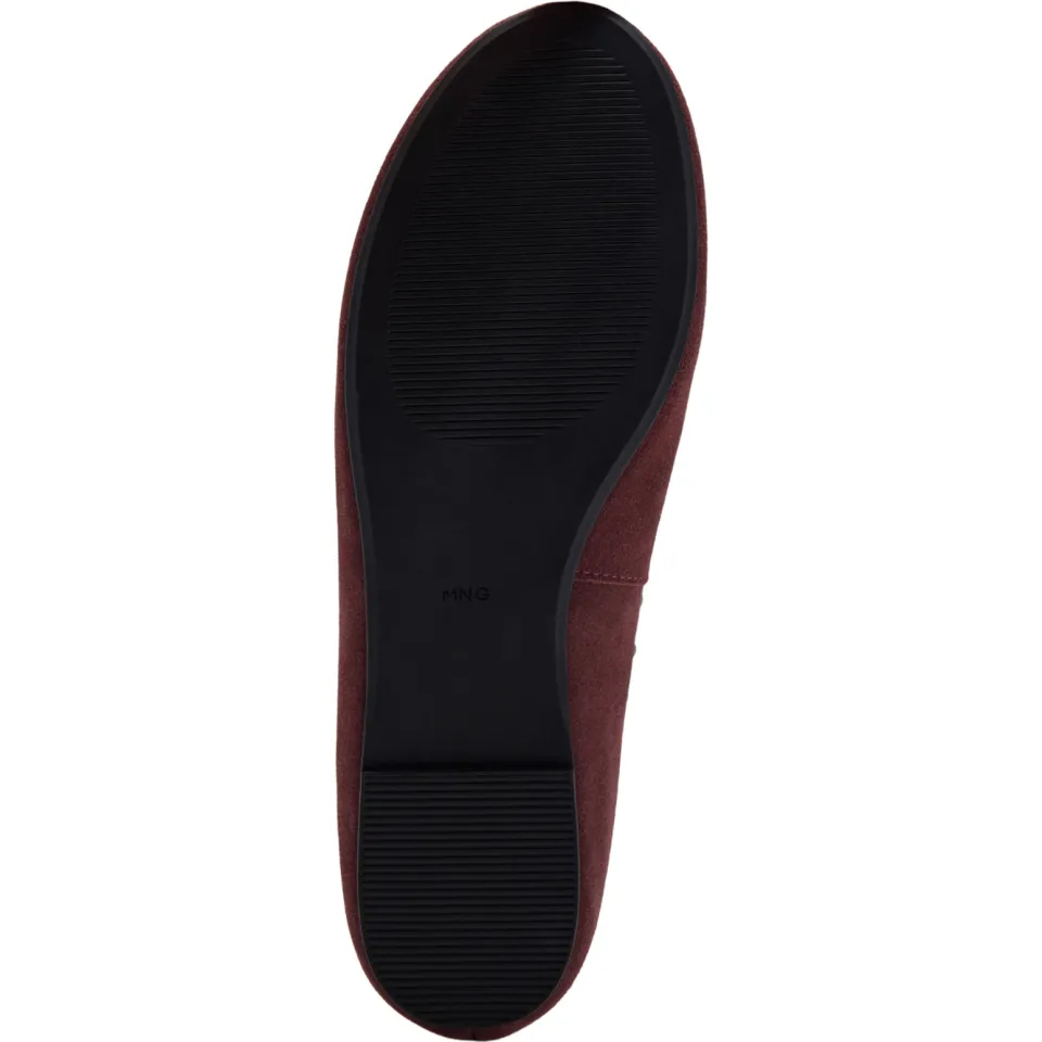 Mango TEEN suède ballerina's met studs - donkerrood, foto 4