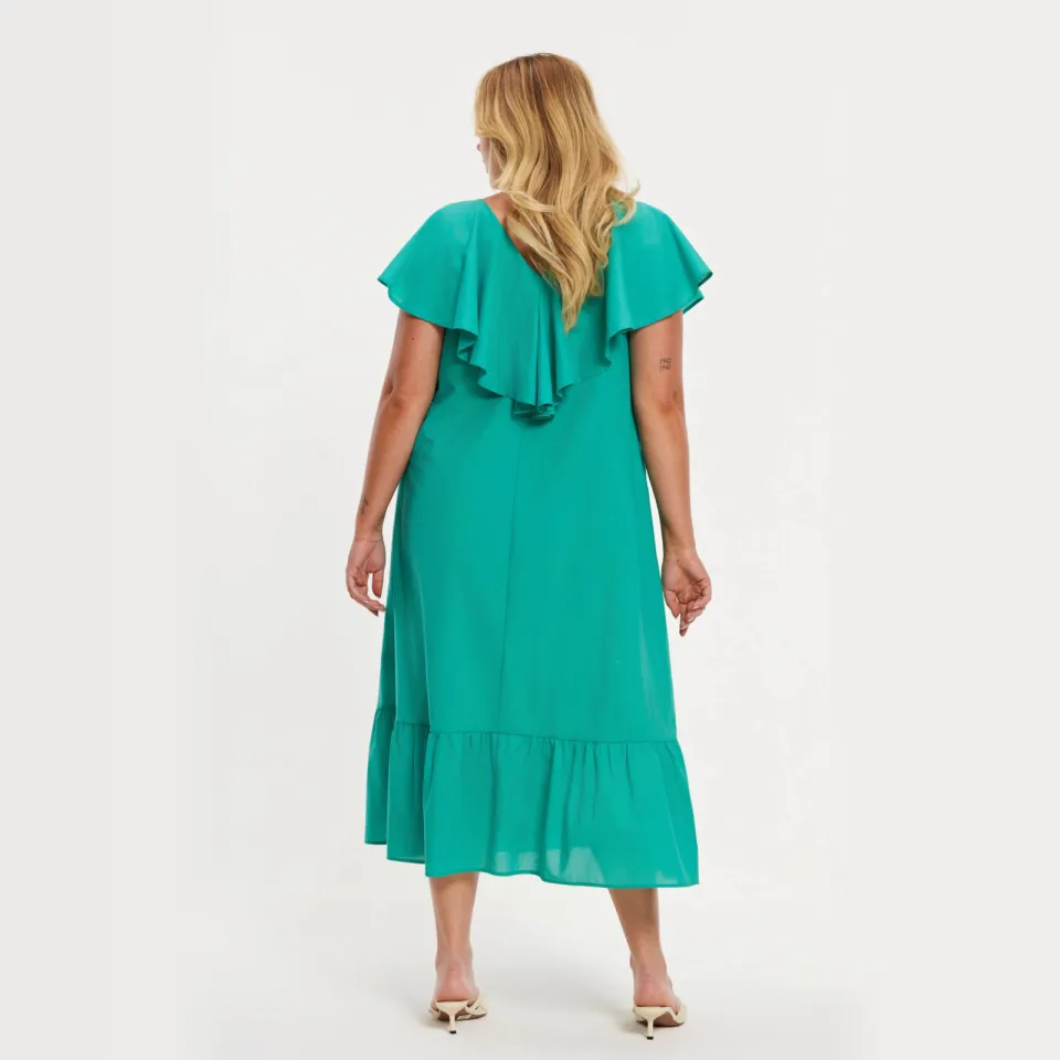 Yoek Swing jurk met ruches groen, foto 2