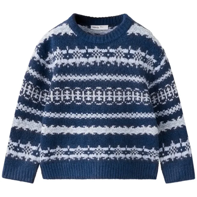 Mango Kids gebreide trui met print - middenblauw