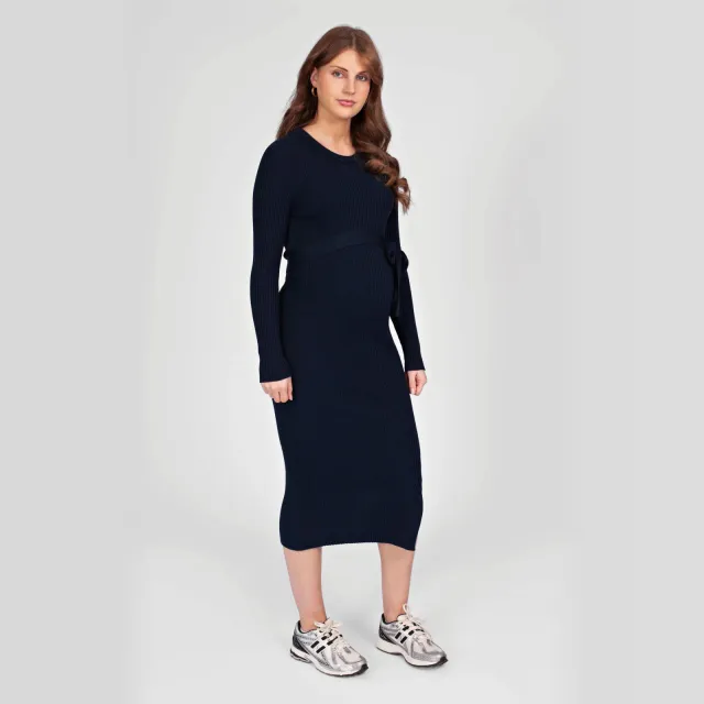 LOVE2WAIT midi zwangerschapsjurk marineblauw