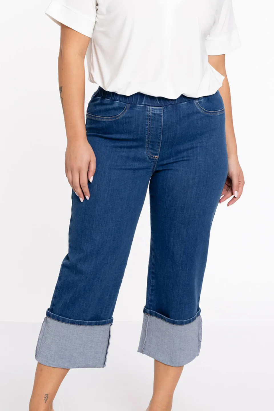 Yoek Jeans cropped met omslag | Blauw, foto 4