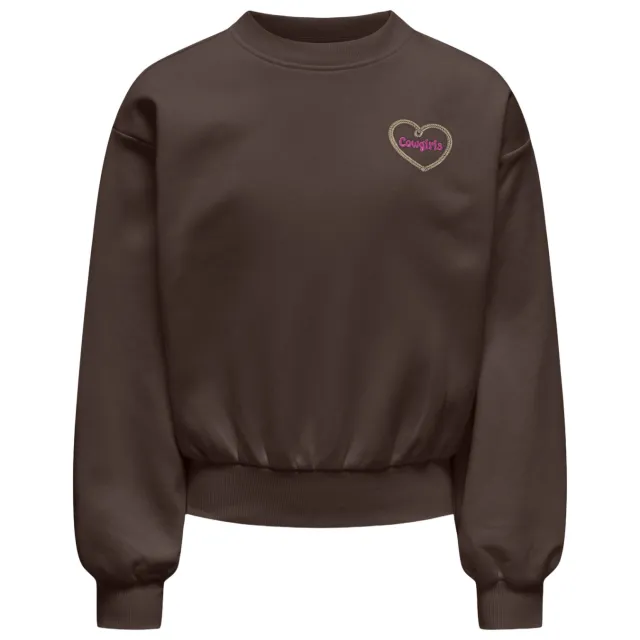 Only KIDS ONLY GIRL sweater met backprint - donkerbruin