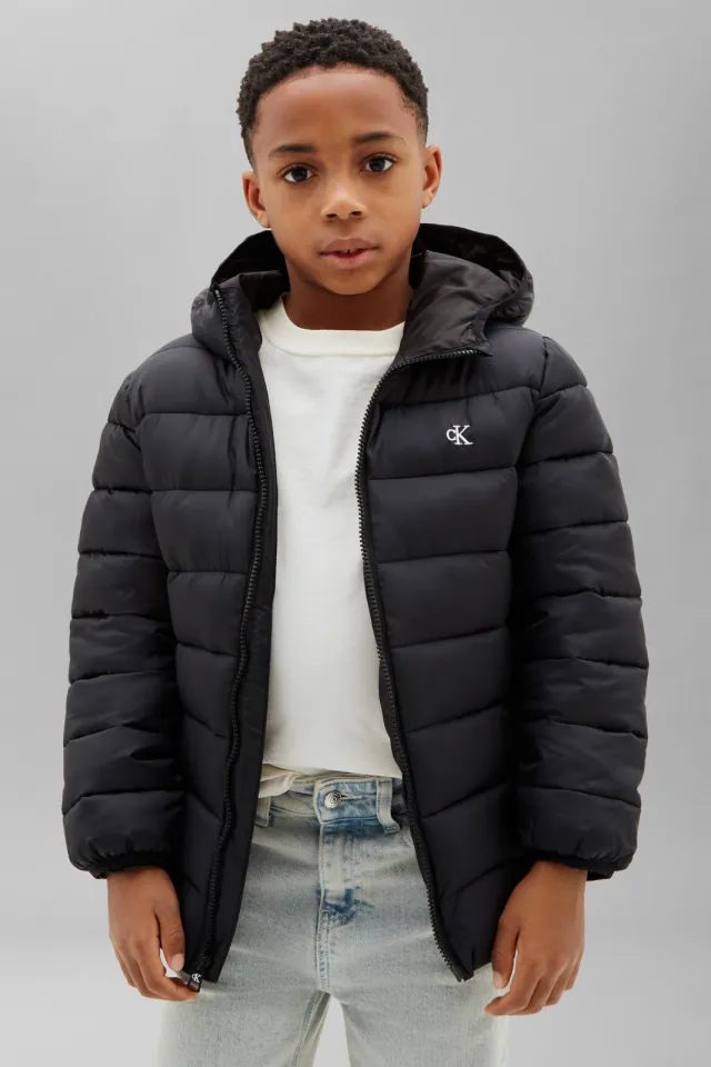 Calvin Klein gewatteerde winterjas met capuchon zwart