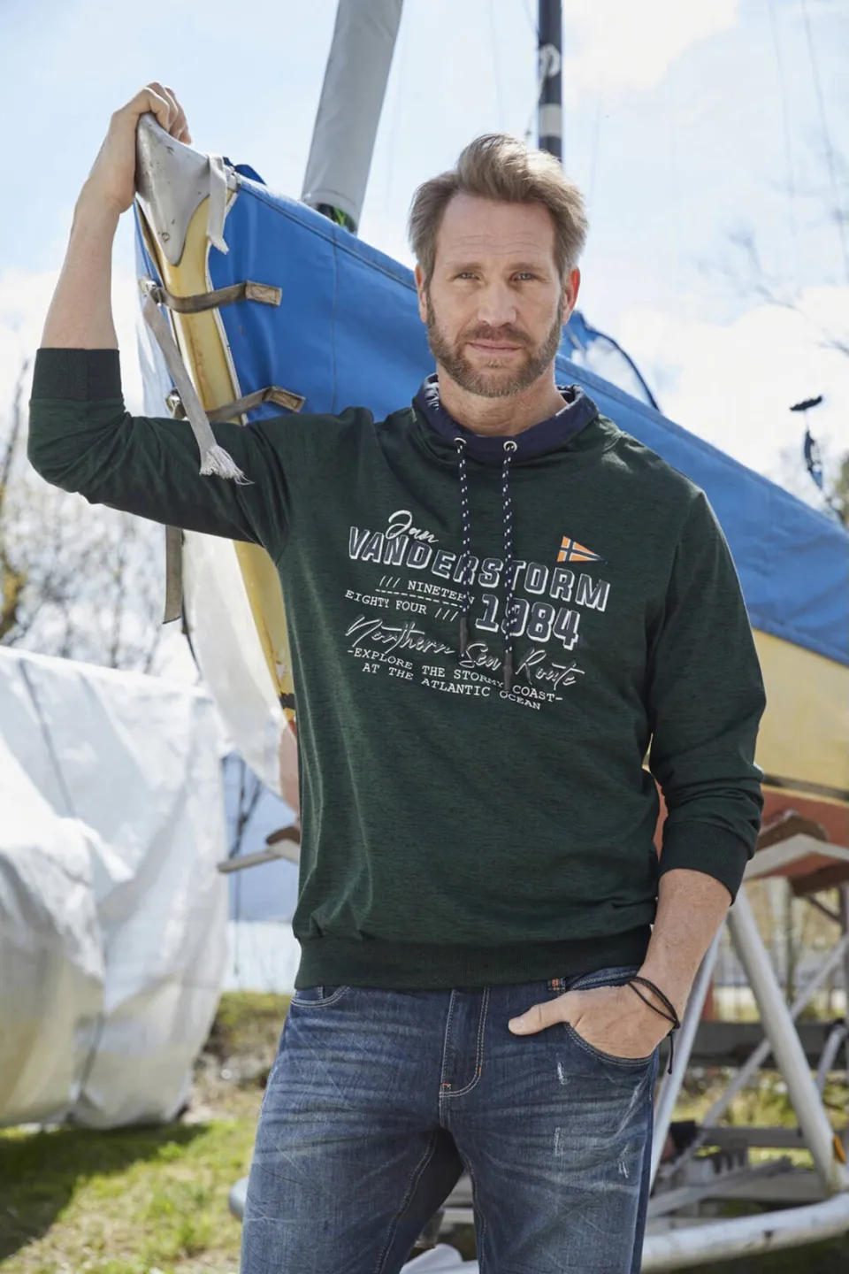 Jan Vanderstorm +FIT Collectie sweater SVERRE donkergroen, foto 4