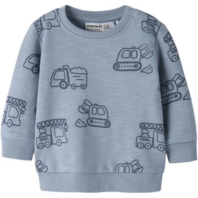 NAME IT BABY rechtvallende sweater met print - blauw