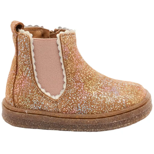 Bisgaard leren enkelboots met print - cognac