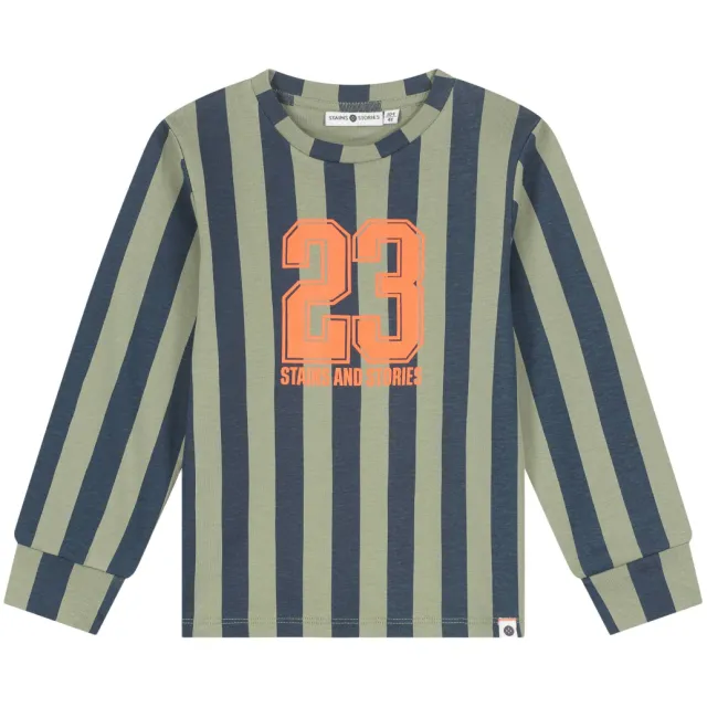 Stains&Stories gestreepte pyjama groen donkerblauw Groen/donkerblaur